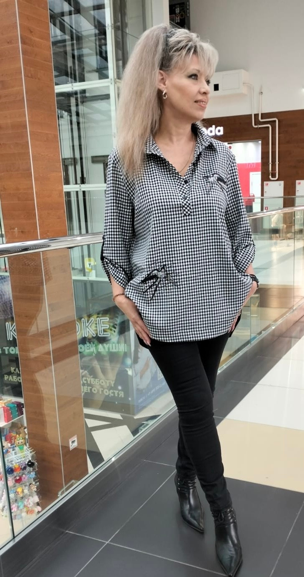 Комбинированная рубашка в клетку