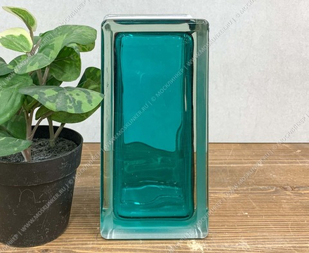 Стеклоблок Vitrablok Половинка Морская Волна 19x9x8 - окрашенный внутри