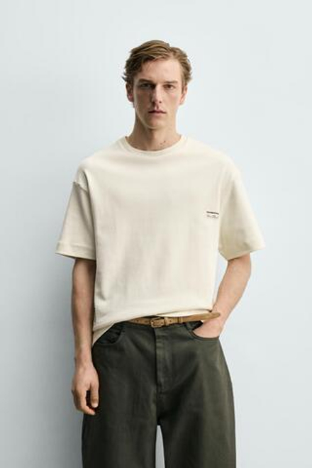 ZARA ТОЛСТОВКА ИЗ ИНТЕРЛОКА С ФОТОПРИНТОМ, БЕЖЕВЫЙ
