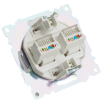 Розетка компьютерная 2-местная RJ-45 (механизм) STEKKER GLS00-7109-01 , серия Катрин, белый 50003