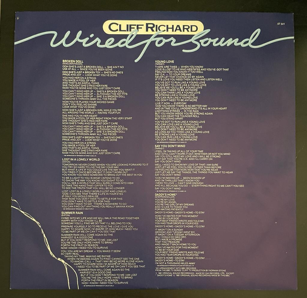 Cliff Richard- Wired For Sound (Германия 1981г.)
