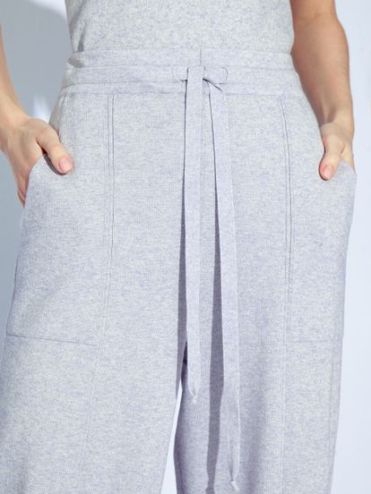 Женские брюки серо-синего цвета из хлопка и кашемира - фото 6