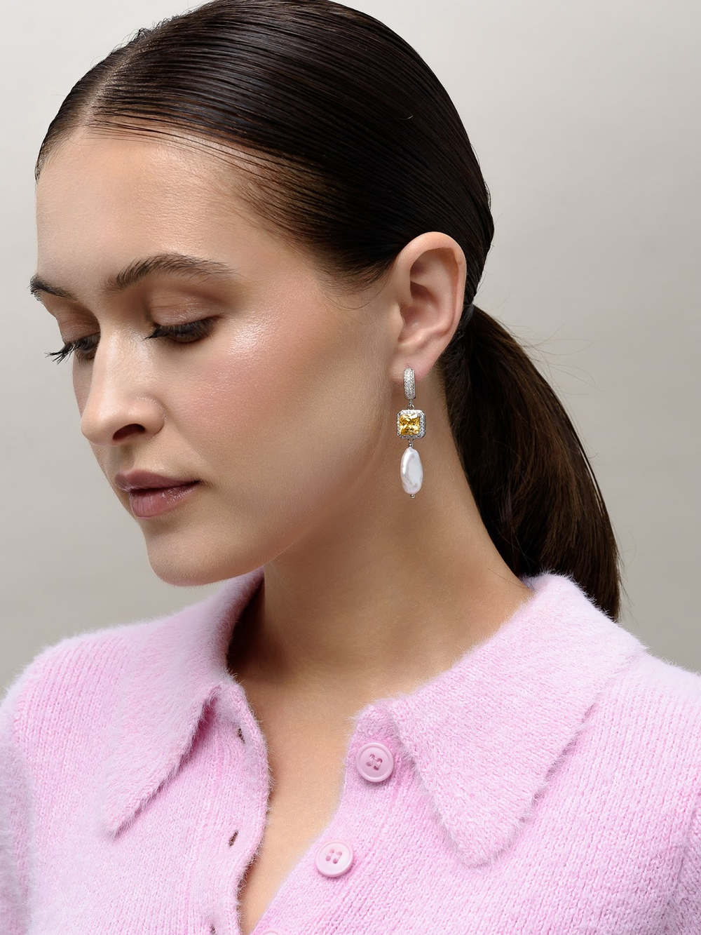 Серьги "NEW Posh" из жемчуга с цирконами