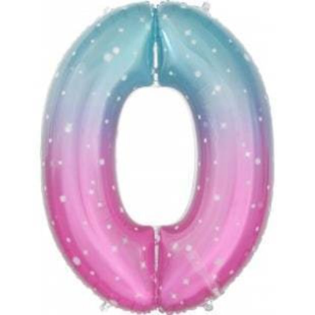 Шар цифра Градиент Голубой "Цифра 0" 86 см . (БГ-50)