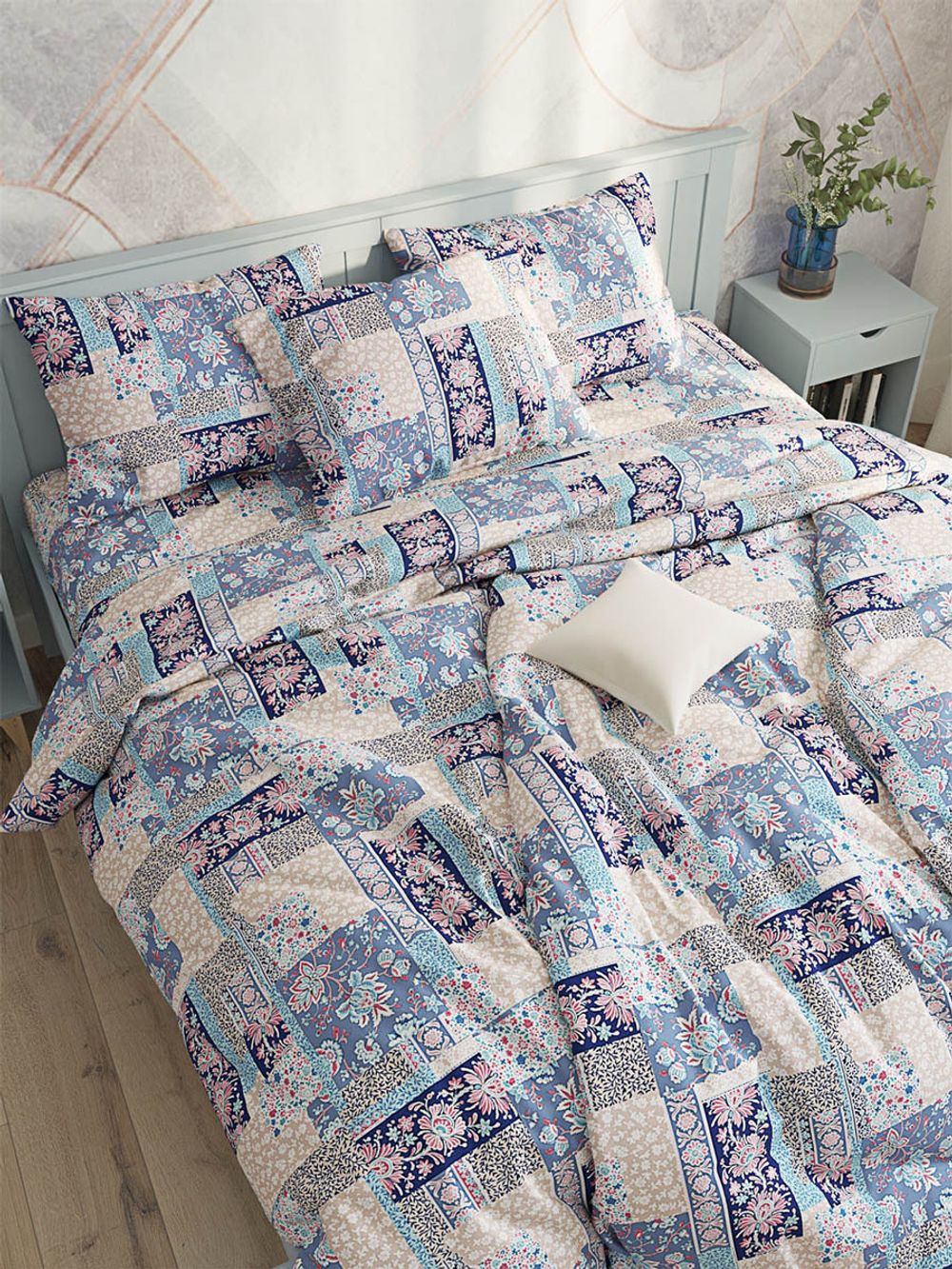 Постельное белье Сказка "Лоскутная мозаика" 2-спальный Наволочка 50х70 см 2 шт Простынь 240х215 см Пододеяльник 175х215 см, перкаль