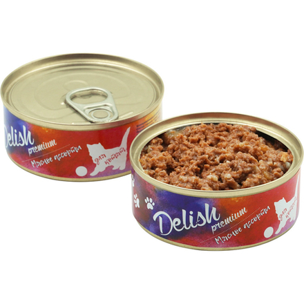 Консервы DELISH Premium для котят, мясное ассорти - 12 х 100 гр (набор)