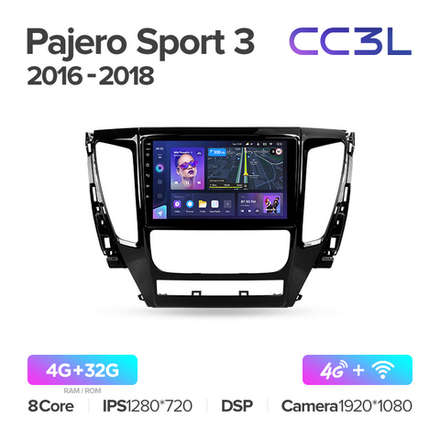 Teyes CC3L 9"для Mitsubishi Pajero Sport III 2016-2018
