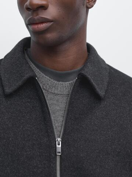 Massimo Dutti Куртка из смесовой шерсти с карманами, антрацитово-серый