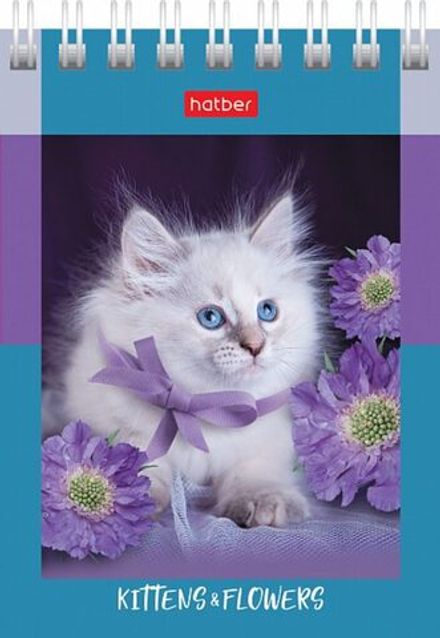 Блокнот А7, 60л, на гребне, клетка, Хатбер На мягких лапках, ассорти, 1шт.