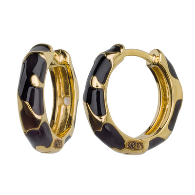 Серьги-конго в золочении с принтом "Жираф"