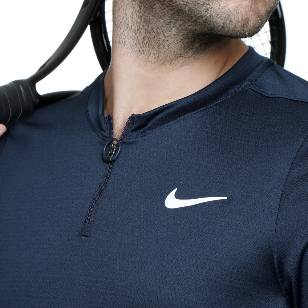 Мужское теннисное поло Nike Dri-Fit Advantage Half-Zip Long Sleeve Men - Dark Blue