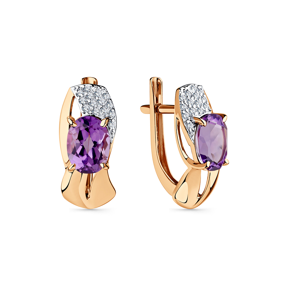 Серьги из золота 585 пробы с Фианит