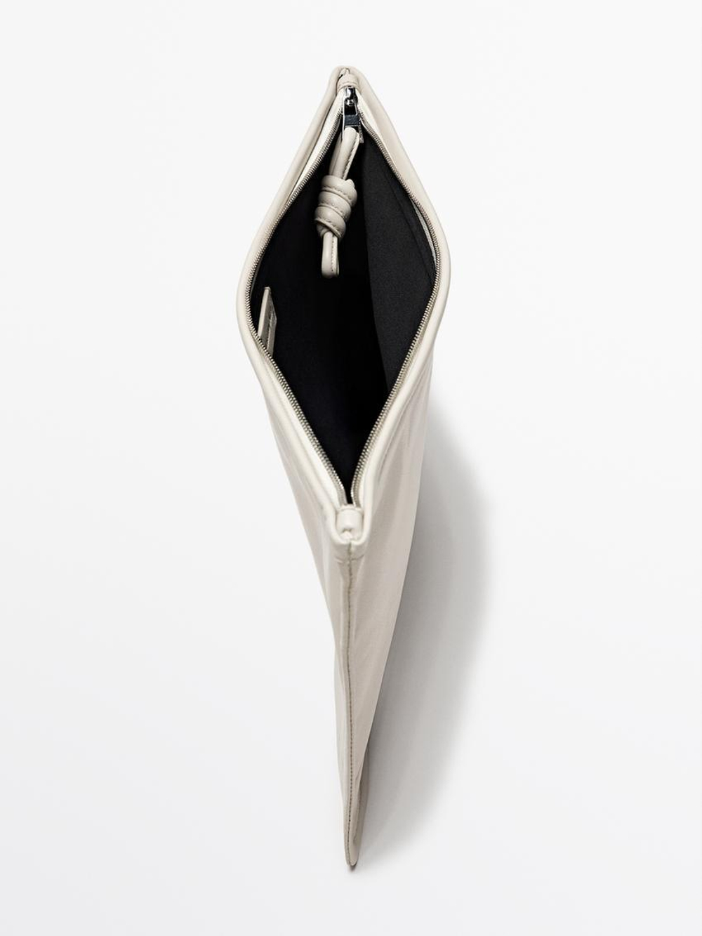 Massimo Dutti Маленькая сумка из кожи наппа с узлом, белый