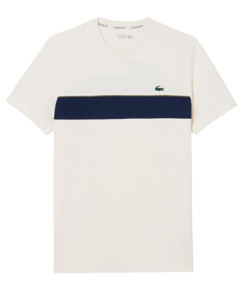Теннисная футболка Lacoste Ultra Dry Printed Tennis - white/navy blue