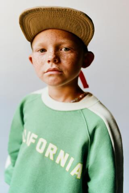 ZARA ТОЛСТОВКА С КОНТРАСТНЫМИ ПОЛОСАМИ И НАДПИСЬЮ, ЗЕЛЕНЫЙ