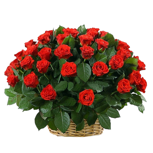 Траурная корзина из живых цветов «40 красных роз»