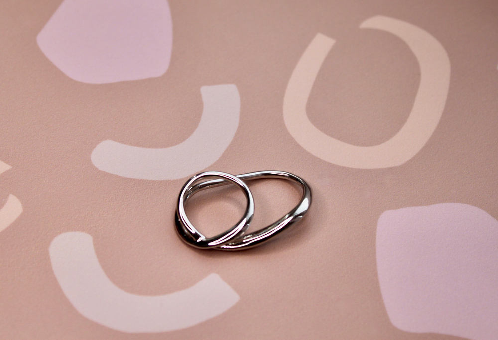 Кольцо на два пальца родий Корея