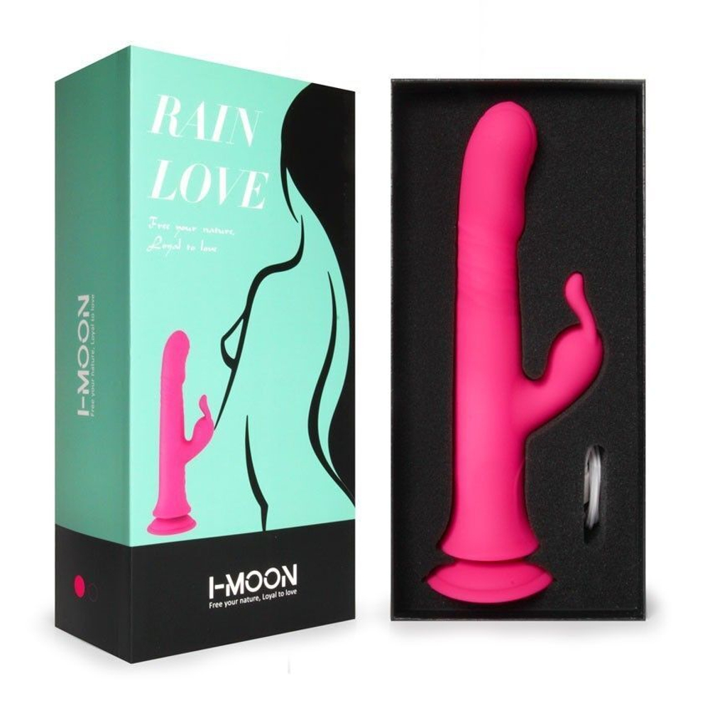 Розовый вибратор-кролик с возвратно-поступательными движениями и ротацией - 24,2 см. (Цвет: розовый)