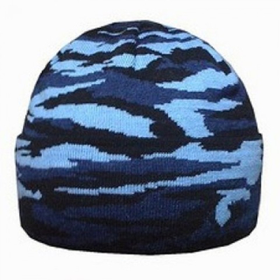 Шапка 3х нитка синий КМФ с отворотом