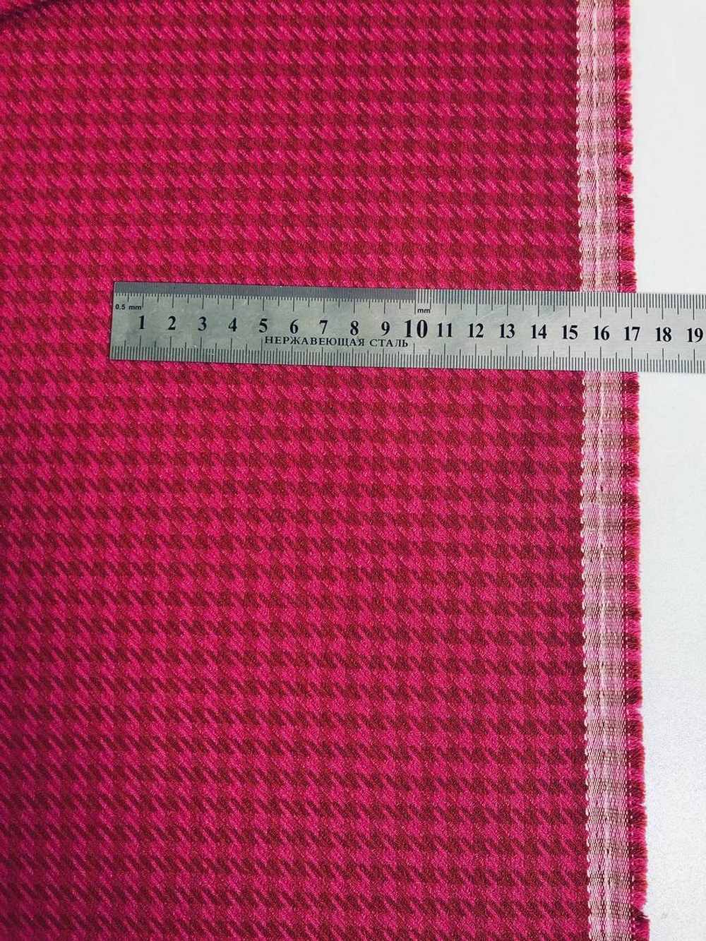 Костюмная жаккард, принт гусин. лапка, малинов/красный NB#151