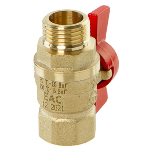 Кран шаровой ГАЛЛОП DN-15 СТАНДАРТ 231 бабочка красная, ВхН, PN 40