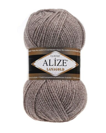 Ланаголд (Lanagold) пряжа Alize 49%шерсть 51%акрил 5х100г/240м 650 св.бежевый меланж