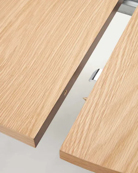 Стол раздвижной Montuiri Ø120-200 см, дубовый шпон, черные ножки