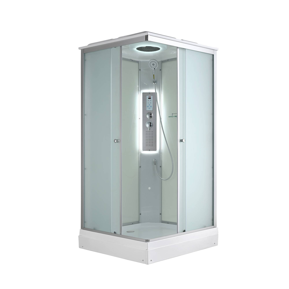 Душевая кабина AvaCan (АваКан) CK2010LED с низким поддоном, с ГМ, с электрикой и LED освещением, 100х100х215