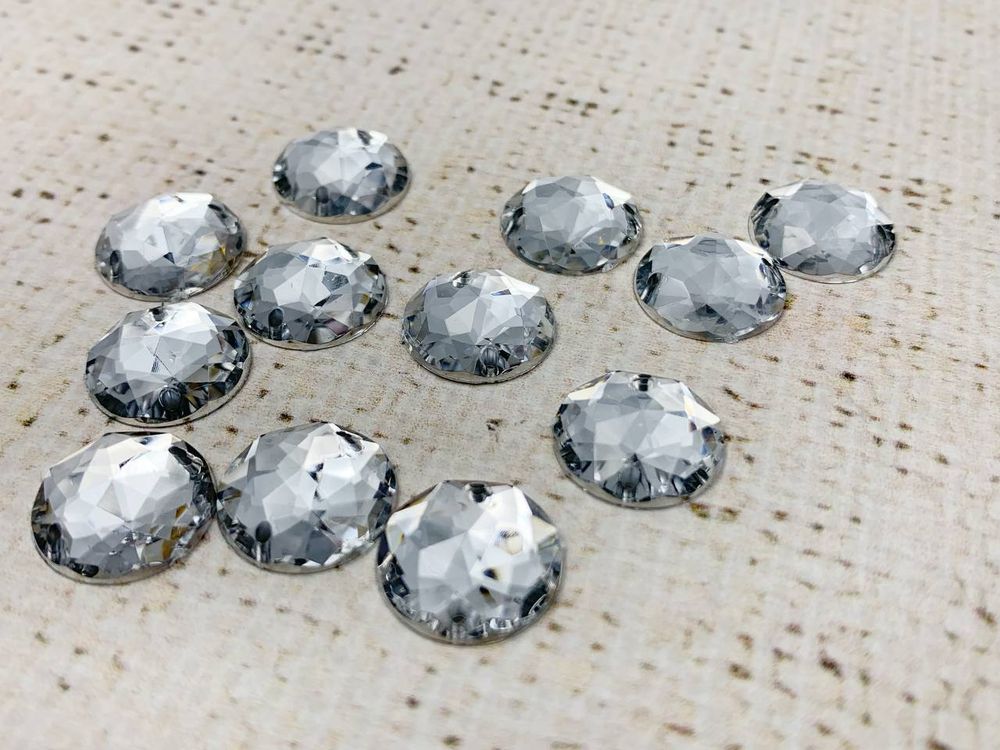 Стразы пришивные акрил, d 1,4 см, прозрачный