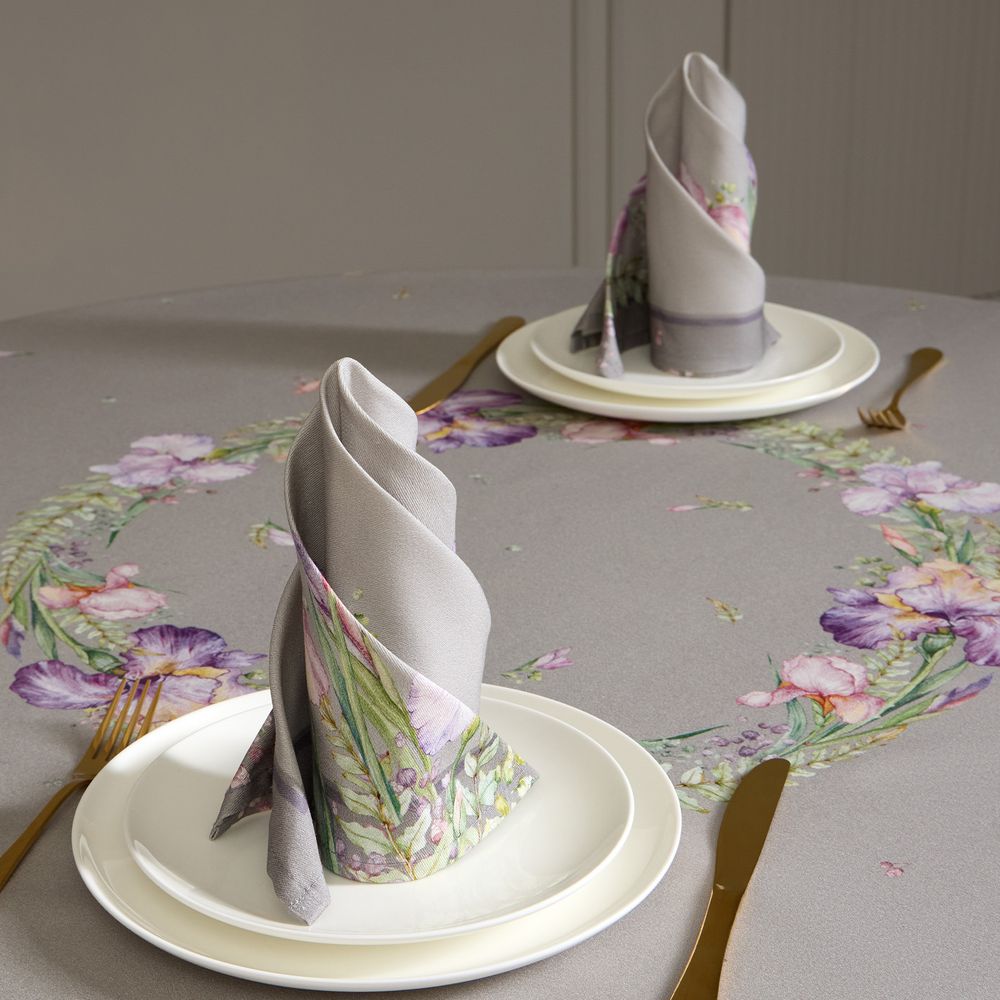 НАБОР САЛФЕТОК ИЗ 2-Х ШТ "ИРИСЫ",40Х40СМ, 100% ХЛОПОК,СЕРЫЙ,ТВИЛ