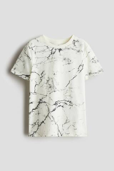 H&M Футболка из хлопка с принтом, кремовый