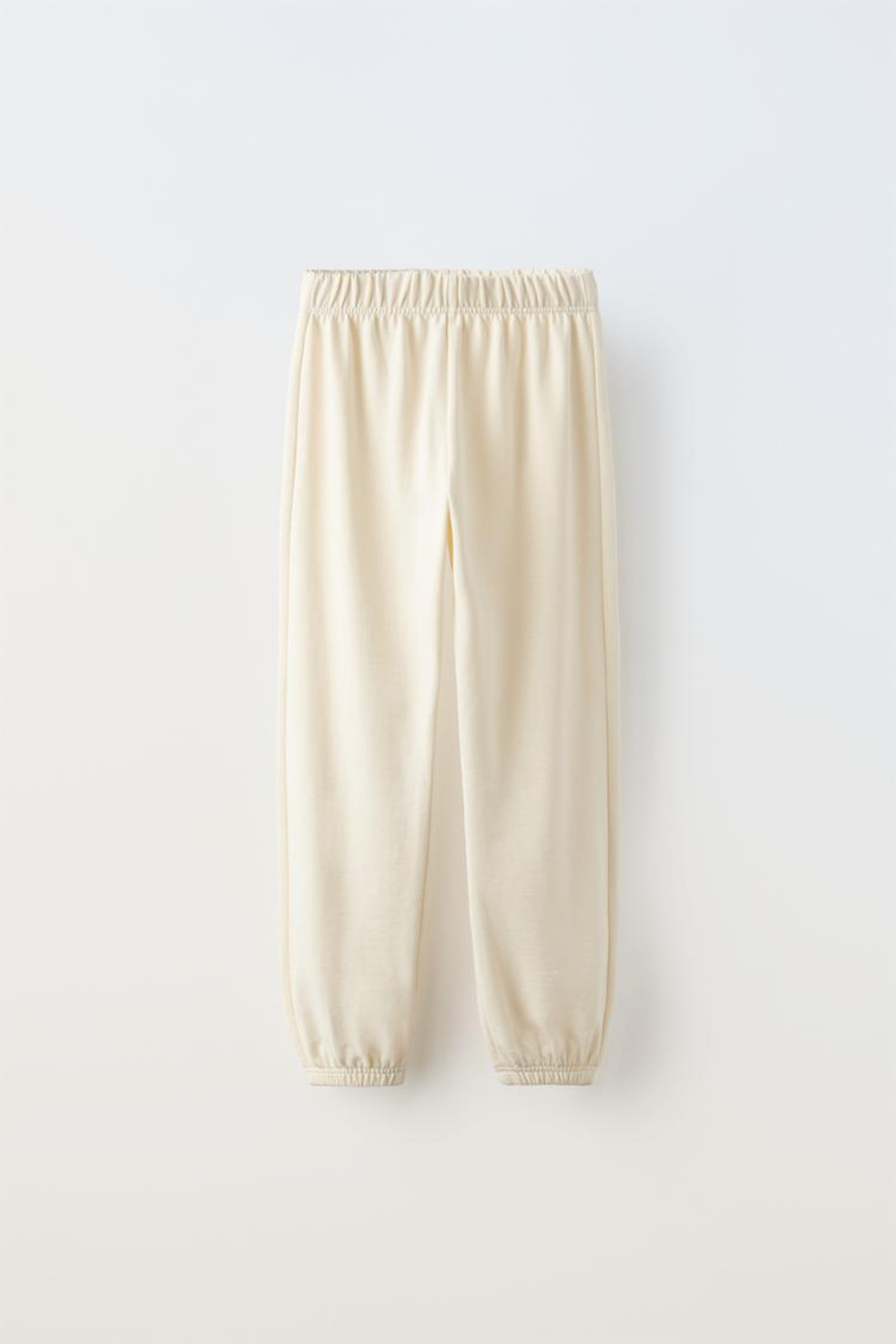 ZARA КОМПЛЕКТ ИЗ БРЮК И ТОЛСТОВКИ С НАДПИСЬЮ, ЭКРЮ