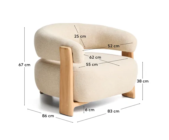 Уличное кресло Granite бежевое с ножками из тикового дерева