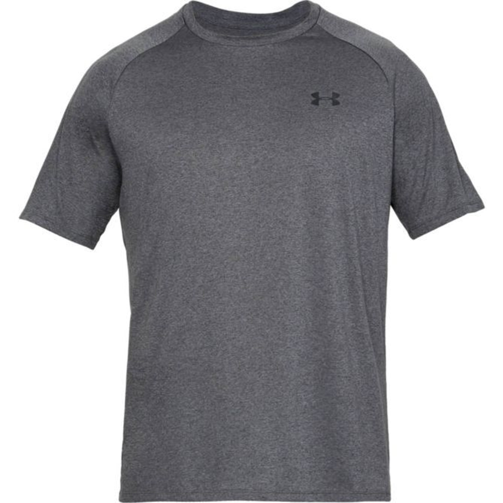 Футболка мужская теннисная Under Armour Tech SS Tee 2.0 - carbon heather/black