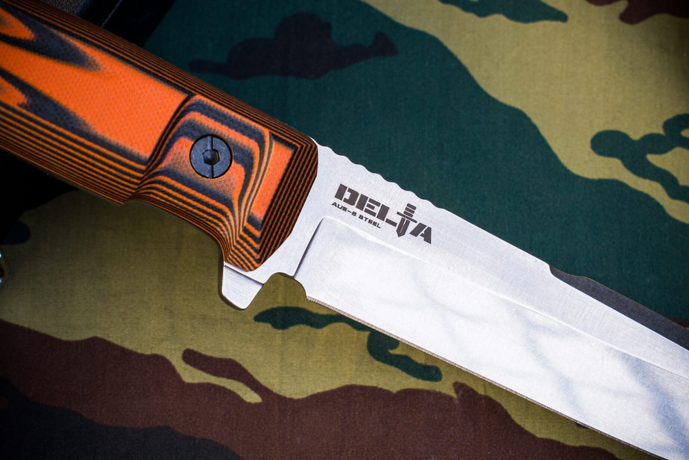 Тактический нож Delta AUS-8 StoneWash Black-Orange G10