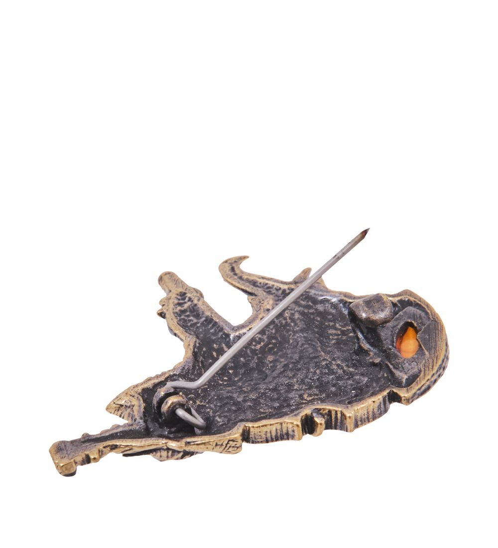 AM-4149 Брошь «Кот Моцарт» (латунь, янтарь)