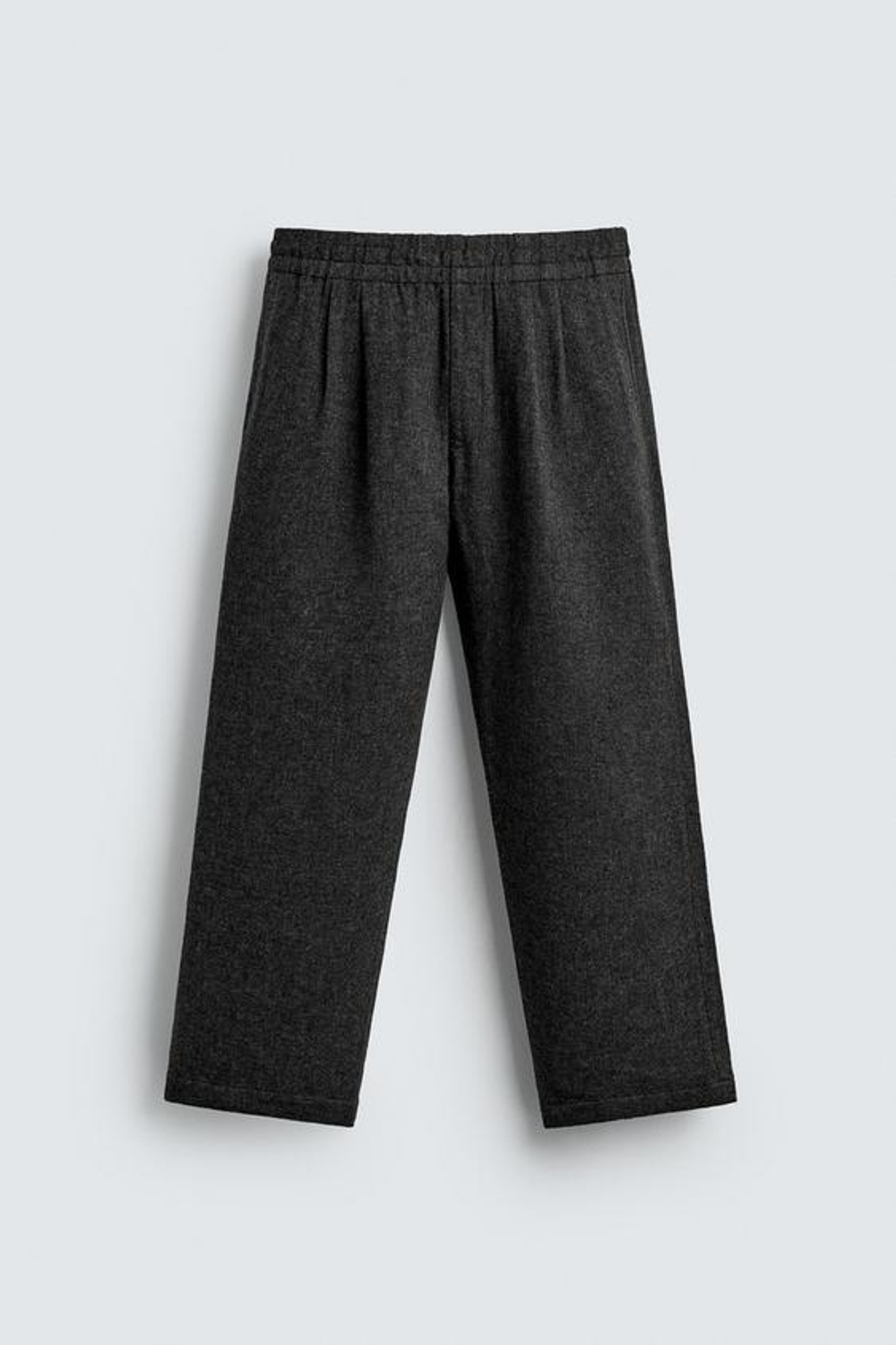 ZARA БРЮКИ СО СКЛАДКАМИ ИЗ СМЕСОВОЙ ШЕРСТИ, СЕРЫЙ