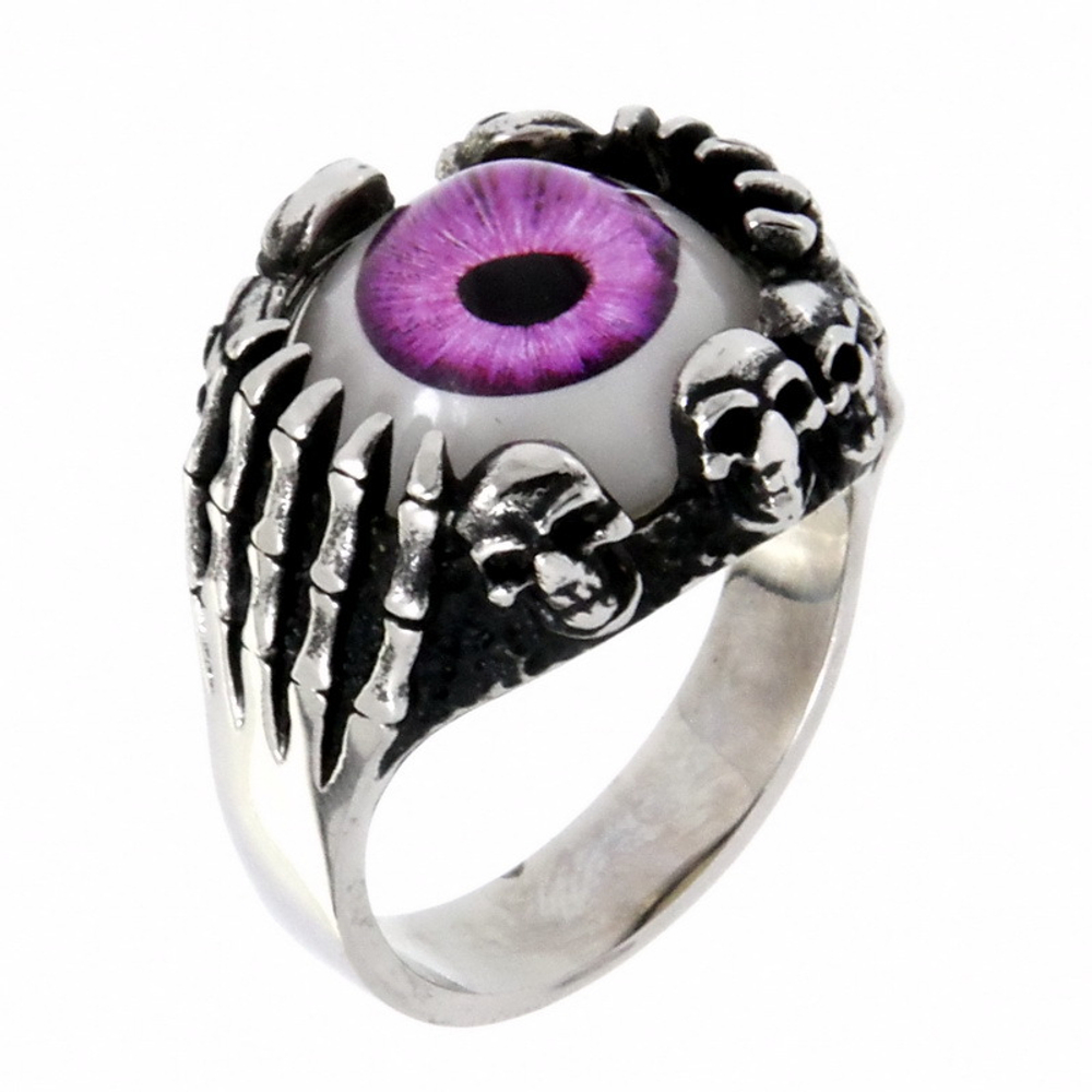 Перстень Глаз с черепами (фиолет)
