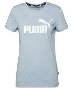 Женская теннисная футболка Puma ESS Logo Heather Tee - небесный