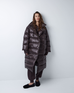 Поло объемного кроя из смесового кашемира шоколадный