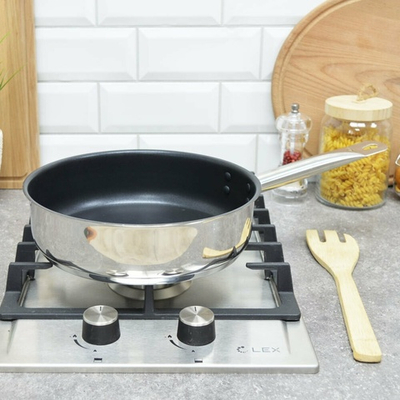 Сковорода 24см Общепит без крышки, глубокая, индукция ТРС 3,5мм, покрытие Xylan