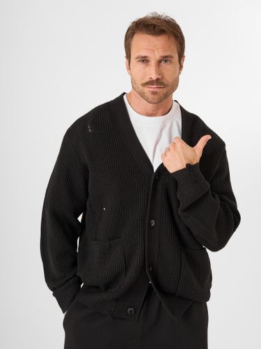 Черный кардиган с разрывами QWE