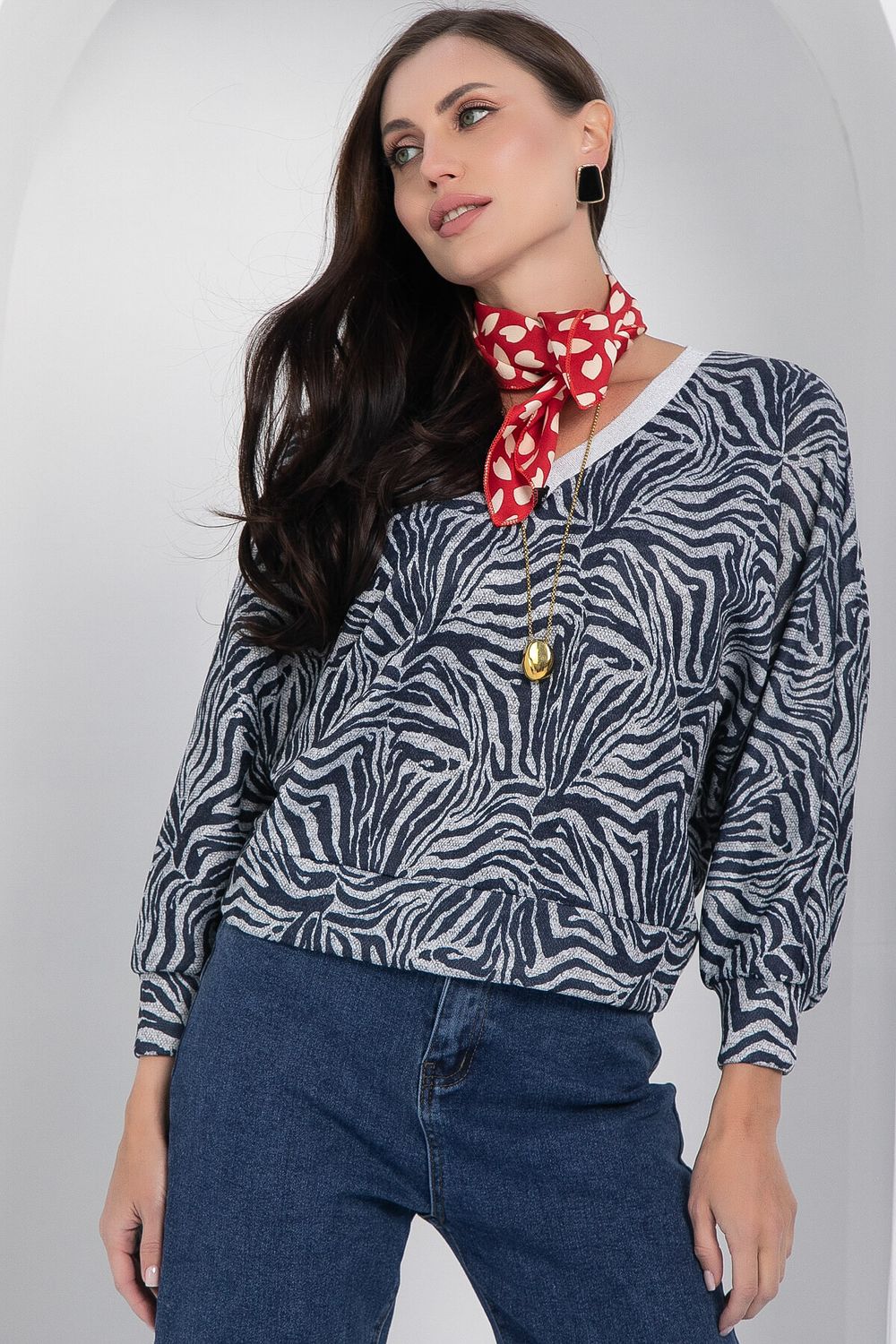 Джемпер Бери и беги (сине-серый) Б12680-7 LT Collection