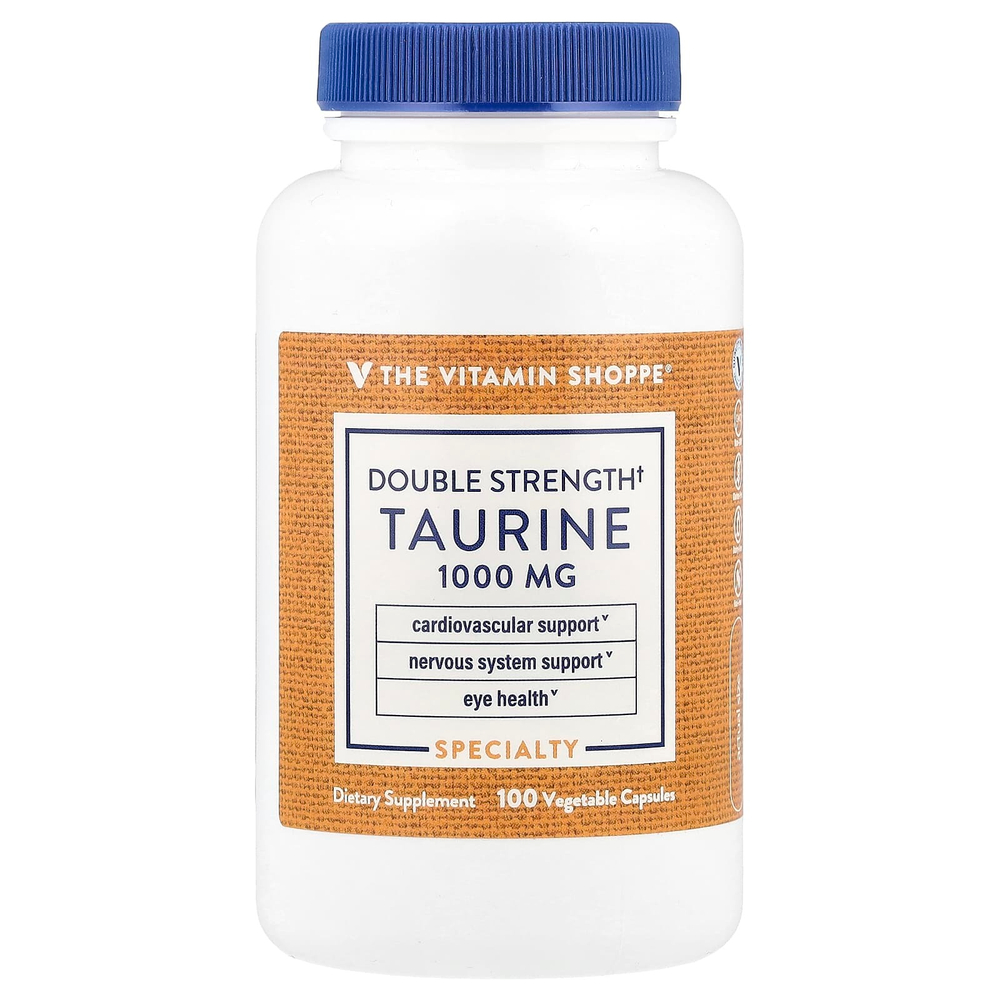 The Vitamin Shoppe, Таурин, двойная сила действия, 1000 мг, 100 растительных капсул