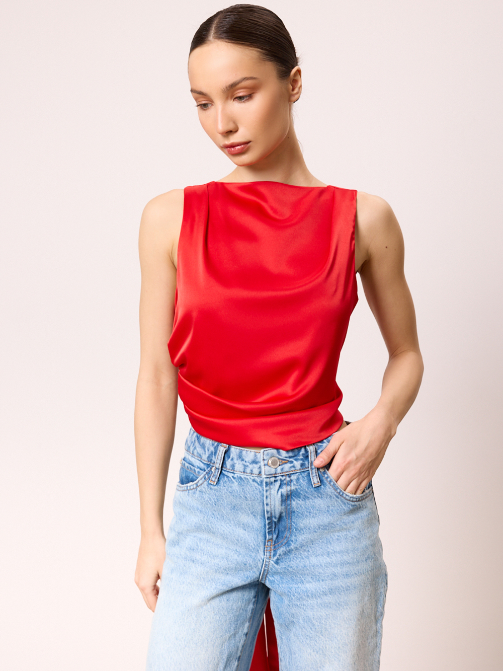 Топ блуза вечерний атласный с открытой спиной