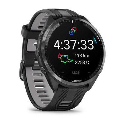 Смарт часы Garmin Forerunner 965 черные, темно-серый DLC титановый безель, с черным ремешком