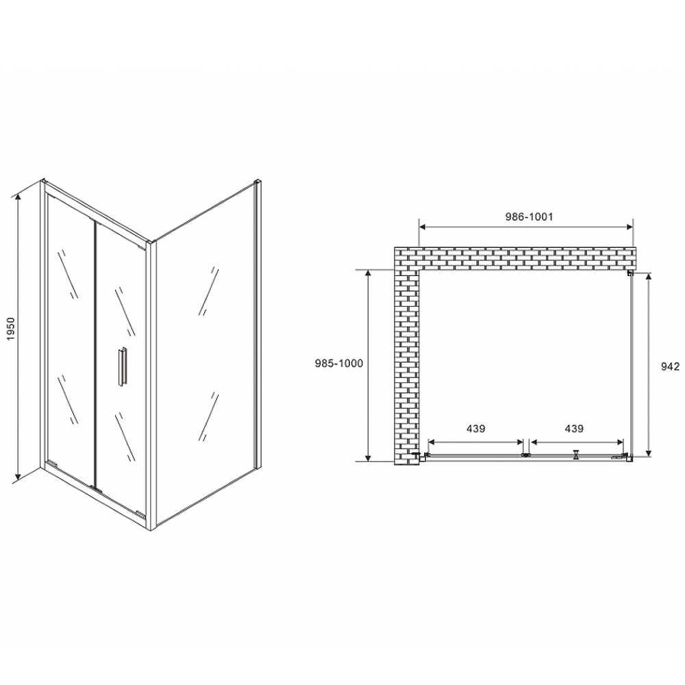 Душевой уголок Abber Sonnenstrand 100х100 AG07100B-S100B профиль Черный стекло прозрачное