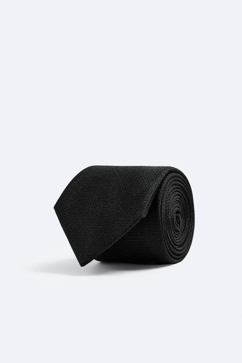 ZARA ГАЛСТУК ИЗ 100% ШЕЛКА С РЕЛЬЕФНЫМ УЗОРОМ, ЧЕРНЫЙ