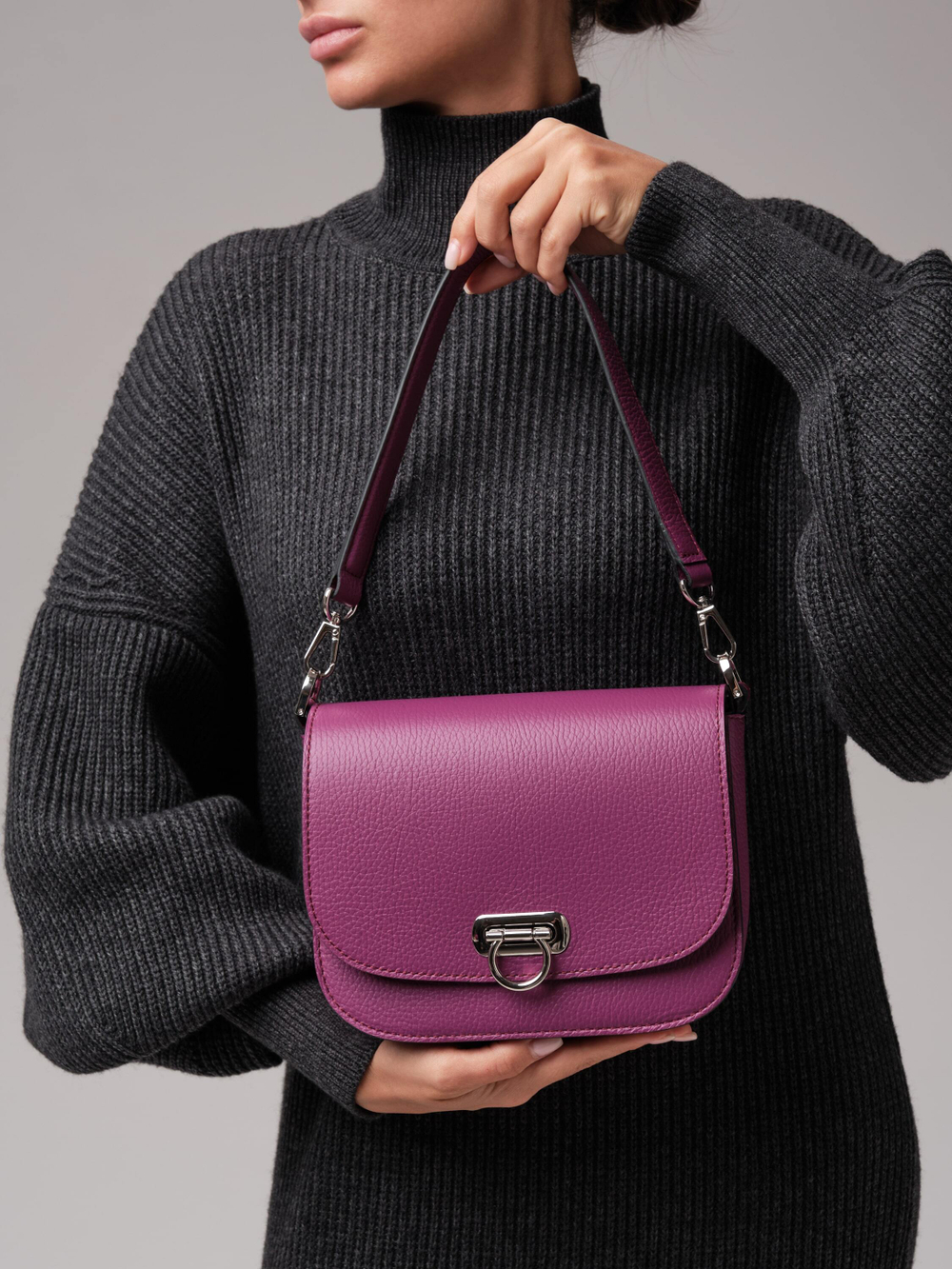 Сумка кожаная Azaro 30741 фиолет.флокс