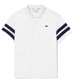 Мужское теннисное поло Lacoste Ultra-Dry Colourblock Tennis Polo Shirt - white/navy blue